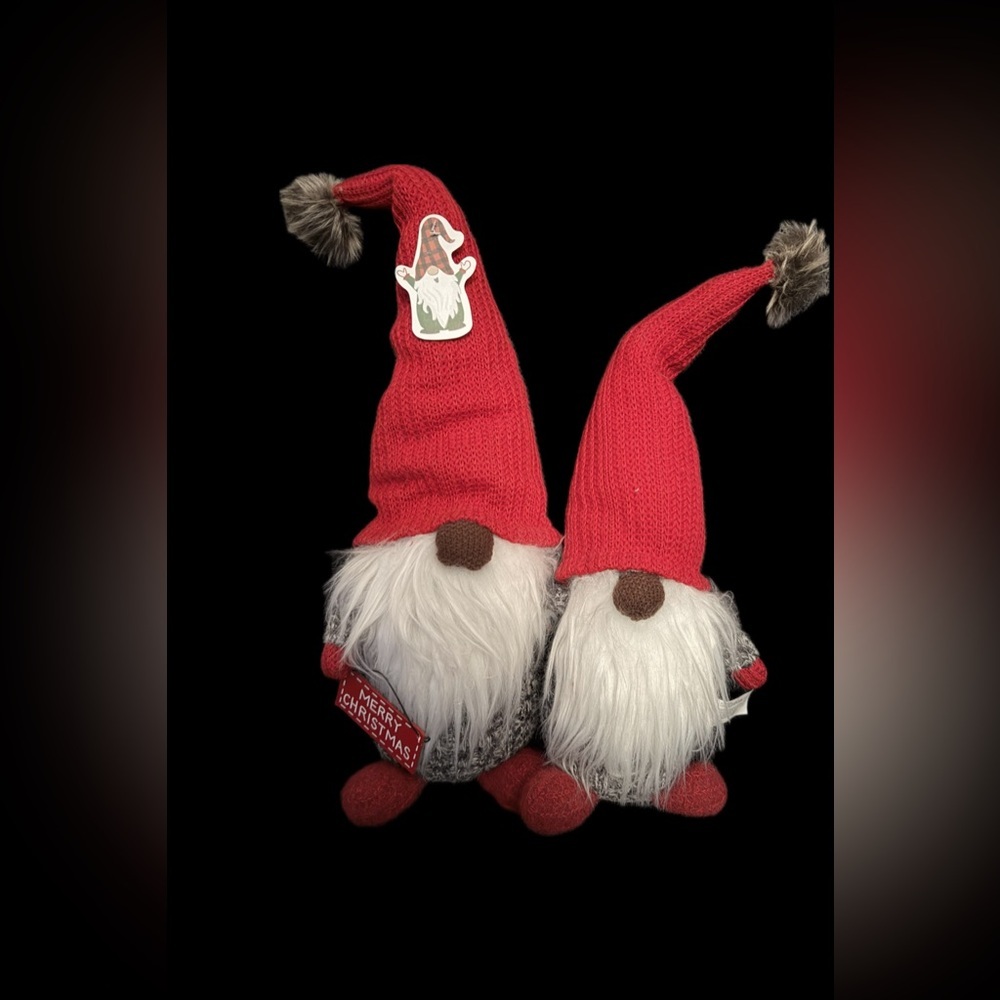 Knit Weighted Holiday Gnomes Hugging Each Other, New with Tag, Doorstop Decor
